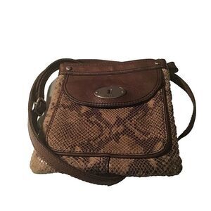 Fossil Maddox Mini Snake Skin Cross-Body Bag ( 8.5” x 2.25” x 5” x 22” )